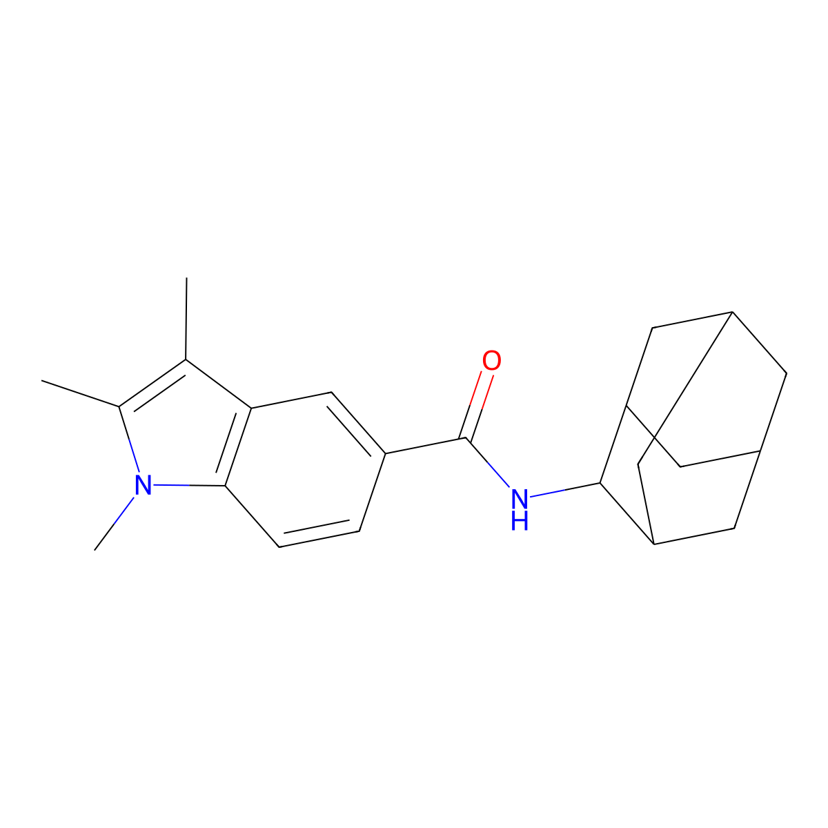 N-(2-adamantyl)-1,2,3-trimethyl-1H-indole-5-carboxamide molecular structure, CAS 514842-76-3