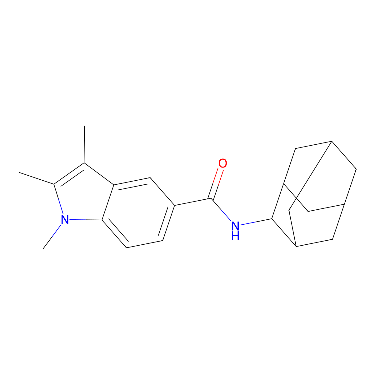 N-(2-adamantyl)-1,2,3-trimethyl-1H-indole-5-carboxamide molecular structure, CAS 514842-76-3
