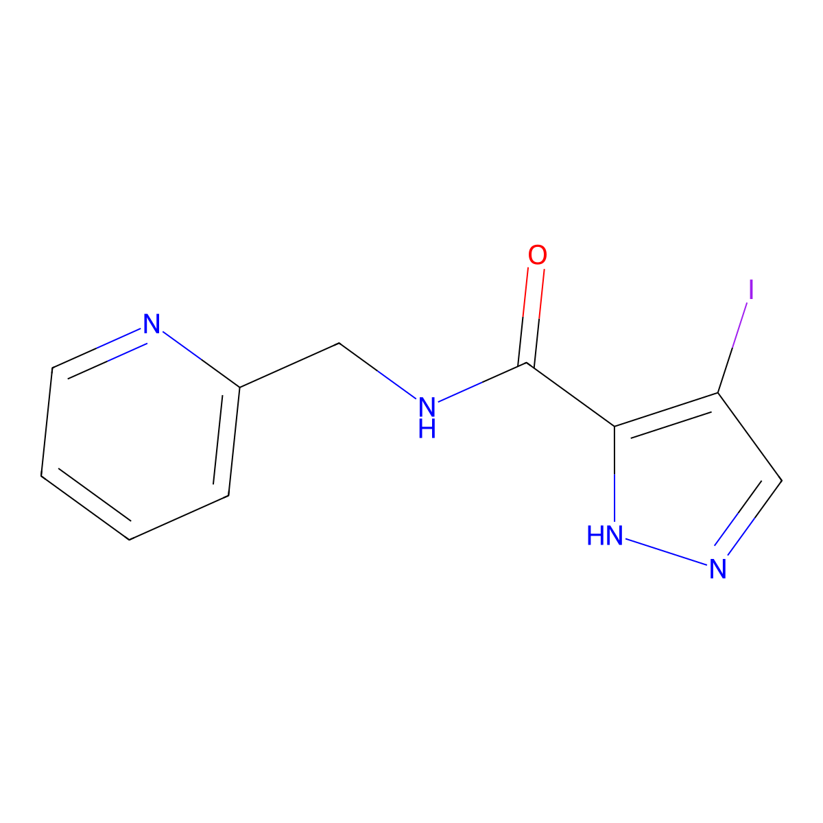 4-iodo-N-(2-pyridinylmethyl)-1H-pyrazole-3-carboxamide molecular structure, CAS 514842-78-5