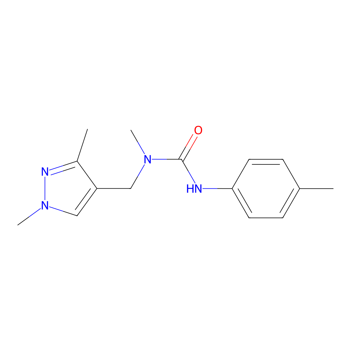 1-[(1,3-Dimethylpyrazol-4-yl)methyl]-1-methyl-3-(4-methylphenyl)urea molecular structure, CAS 514842-95-6
