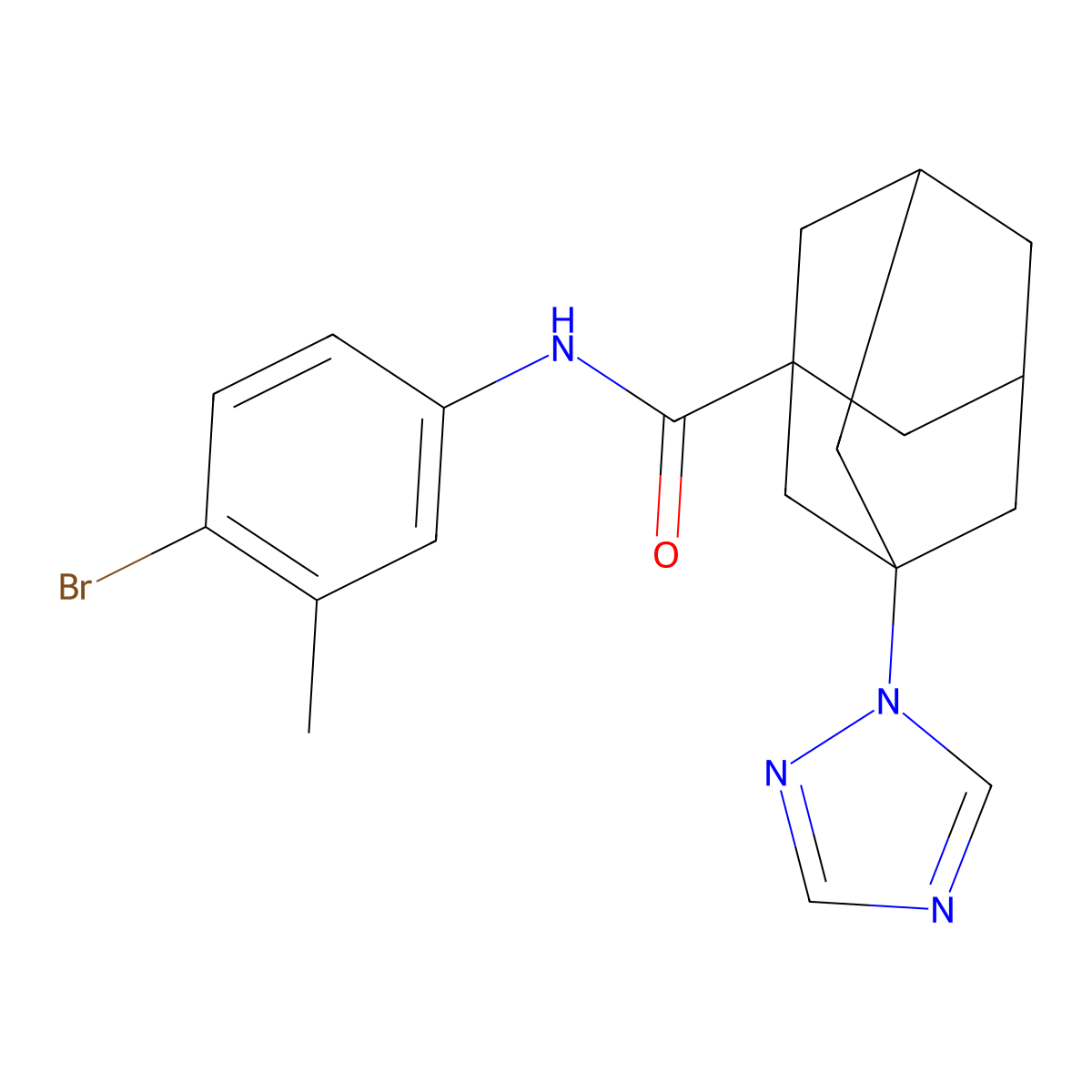 N-(4-bromo-3-methylphenyl)-3-(1,2,4-triazol-1-yl)adamantane-1-carboxamide molecular structure, CAS 514843-10-8