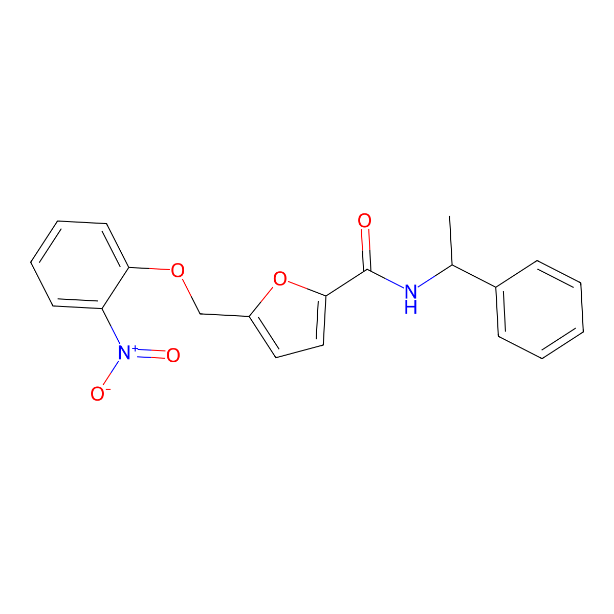 5-[(2-nitrophenoxy)methyl]-N-(1-phenylethyl)furan-2-carboxamide molecular structure, CAS 514843-14-2