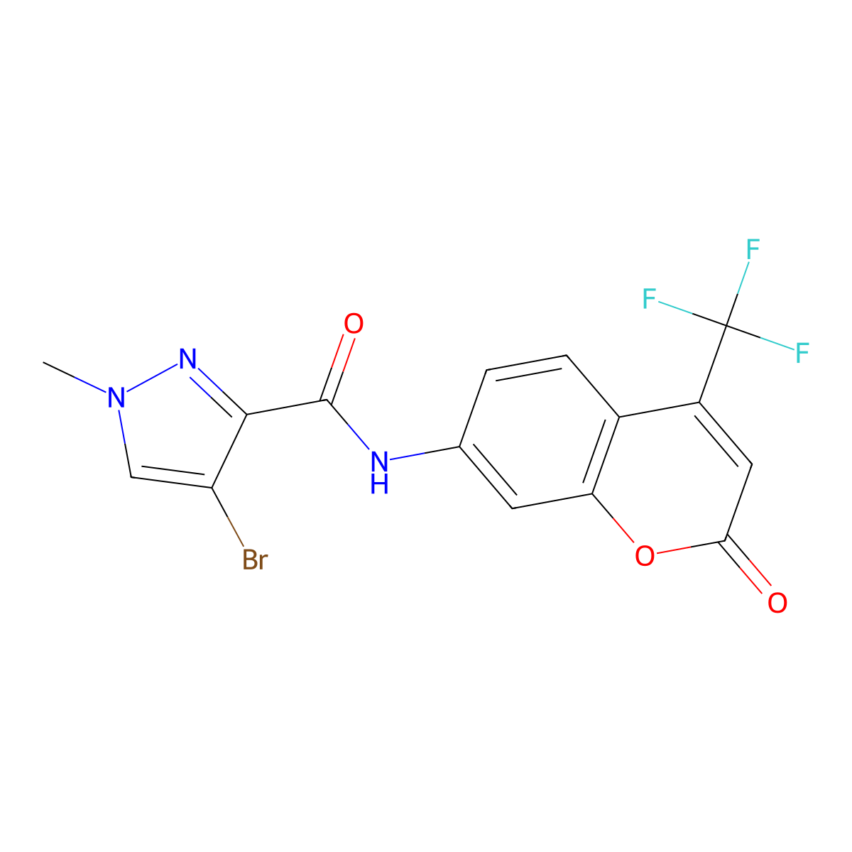 4-bromo-1-methyl-N-[2-oxo-4-(trifluoromethyl)-2H-chromen-7-yl]-1H-pyrazole-3-carboxamide molecular structure, CAS 514843-29-9