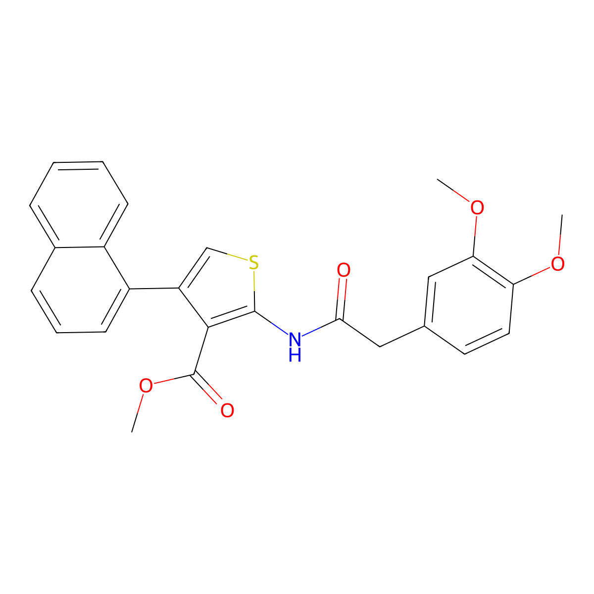 Methyl 2-{[(3,4-dimethoxyphenyl)acetyl]amino}-4-(1-naphthyl)thiophene-3-carboxylate molecular structure, CAS 514843-34-6
