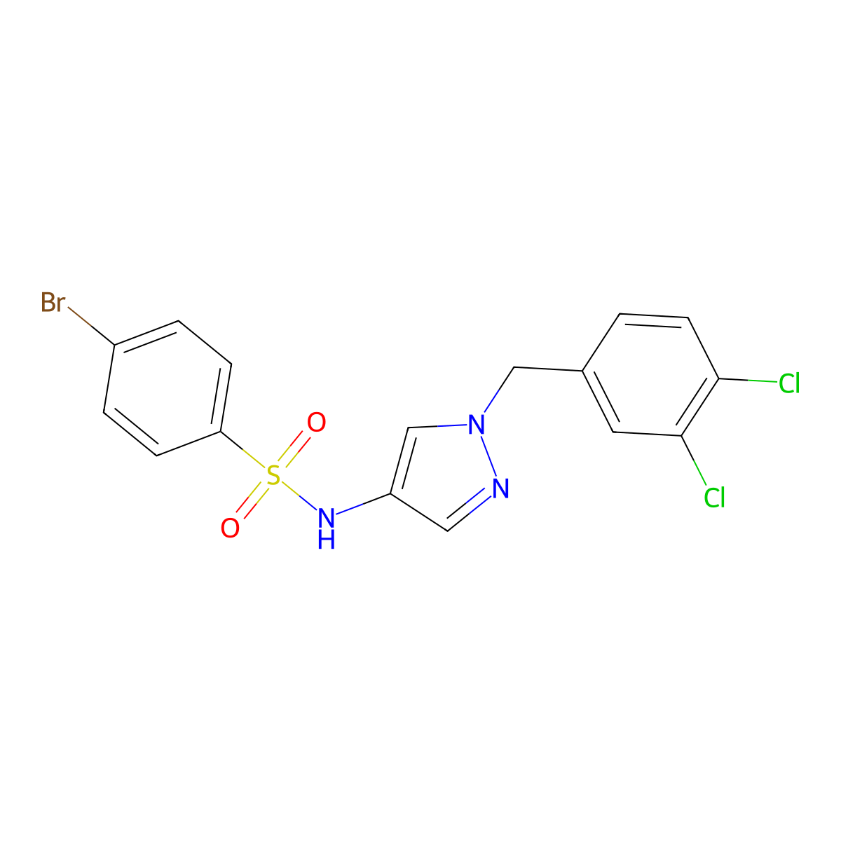 4-bromo-N-[1-[(3,4-dichlorophenyl)methyl]pyrazol-4-yl]benzenesulfonamide molecular structure, CAS 514843-48-2