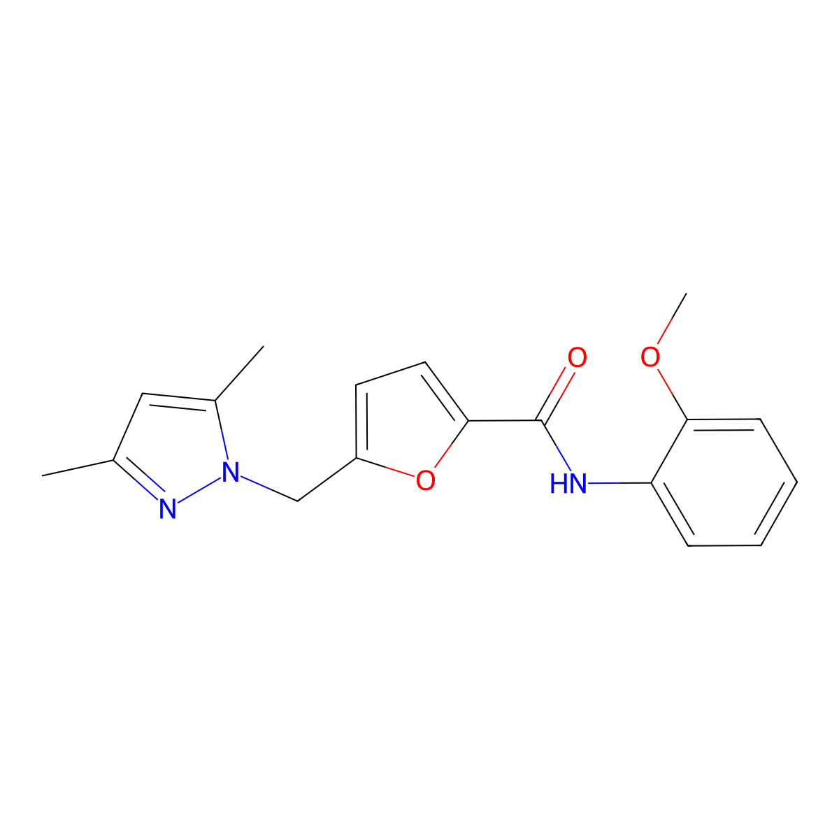 5-[(3,5-dimethylpyrazol-1-yl)methyl]-N-(2-methoxyphenyl)furan-2-carboxamide molecular structure, CAS 514843-51-7