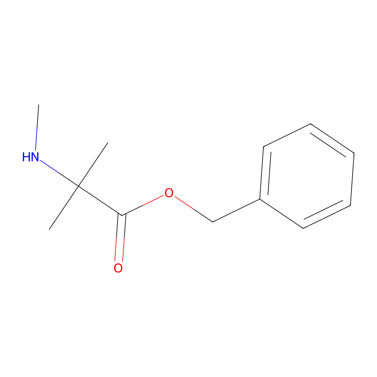 Benzyl 2-methyl-2-(methylamino)propanoate molecular structure, CAS 514844-42-9