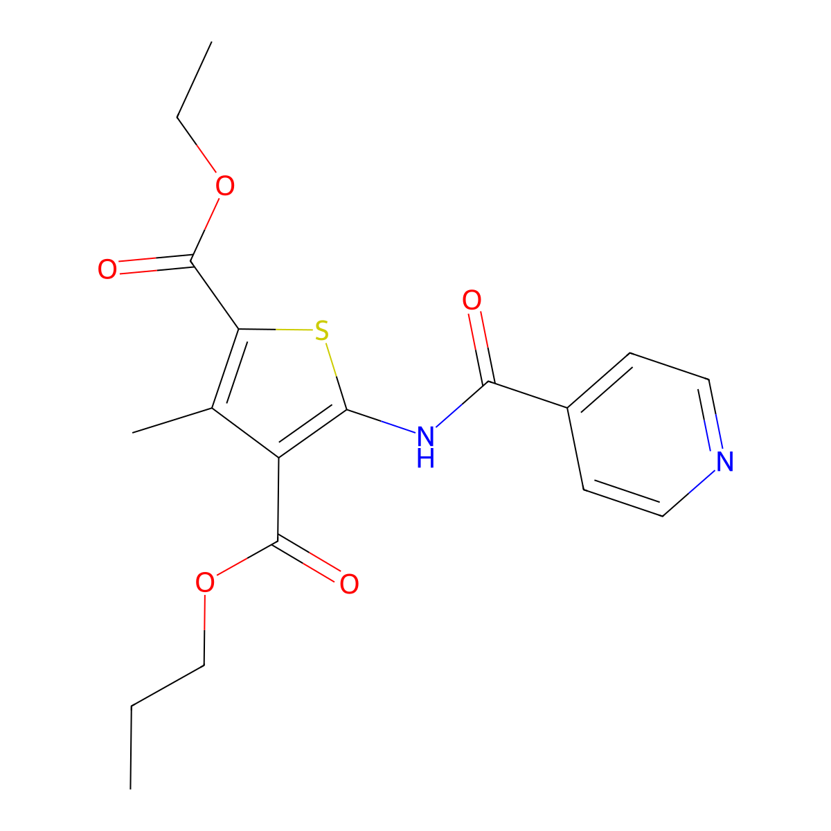 2-Ethyl 4-propyl 5-(isonicotinoylamino)-3-methyl-2,4-thiophenedicarboxylate molecular structure, CAS 514854-52-5