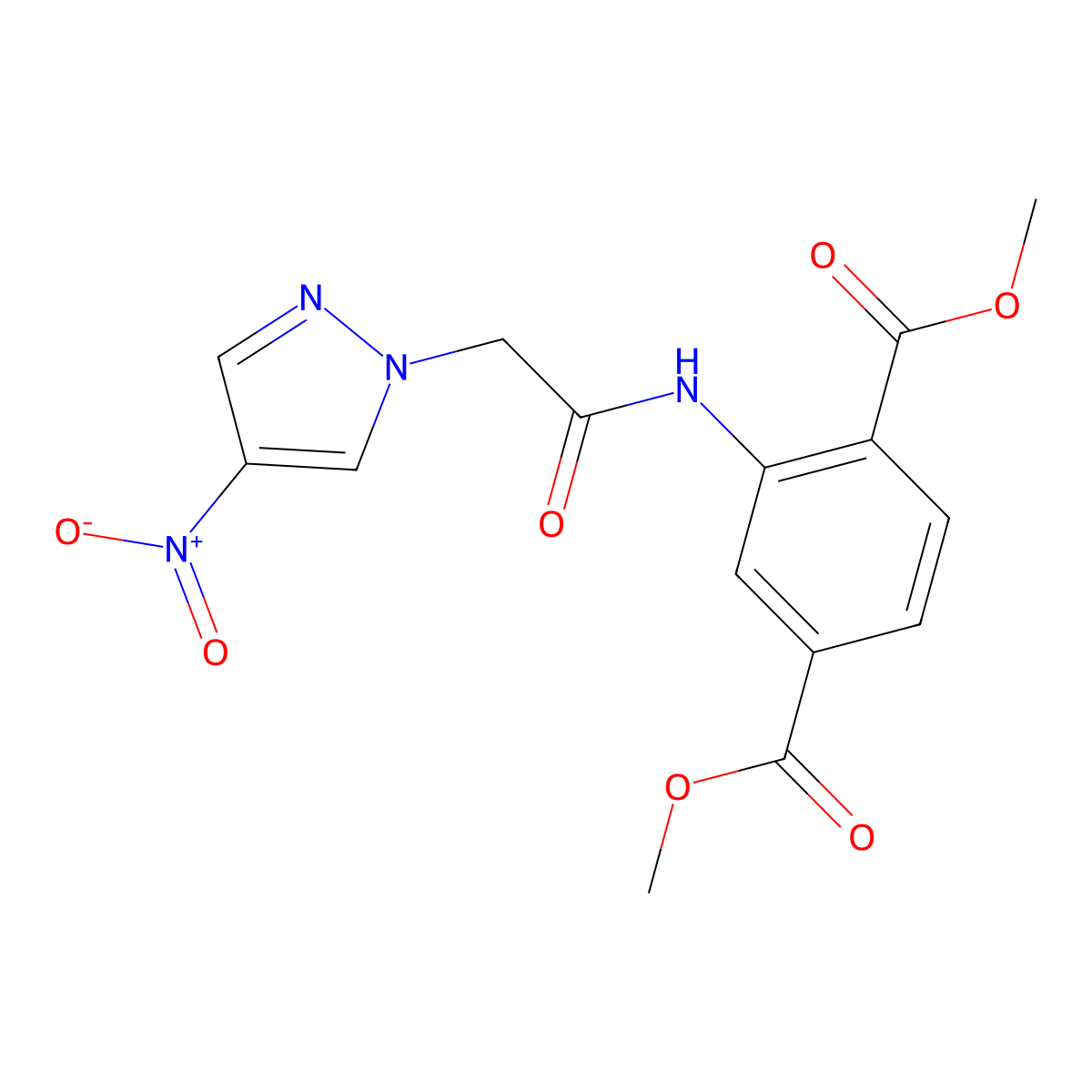Dimethyl 2-[[2-(4-nitropyrazol-1-yl)acetyl]amino]benzene-1,4-dicarboxylate molecular structure, CAS 514854-56-9