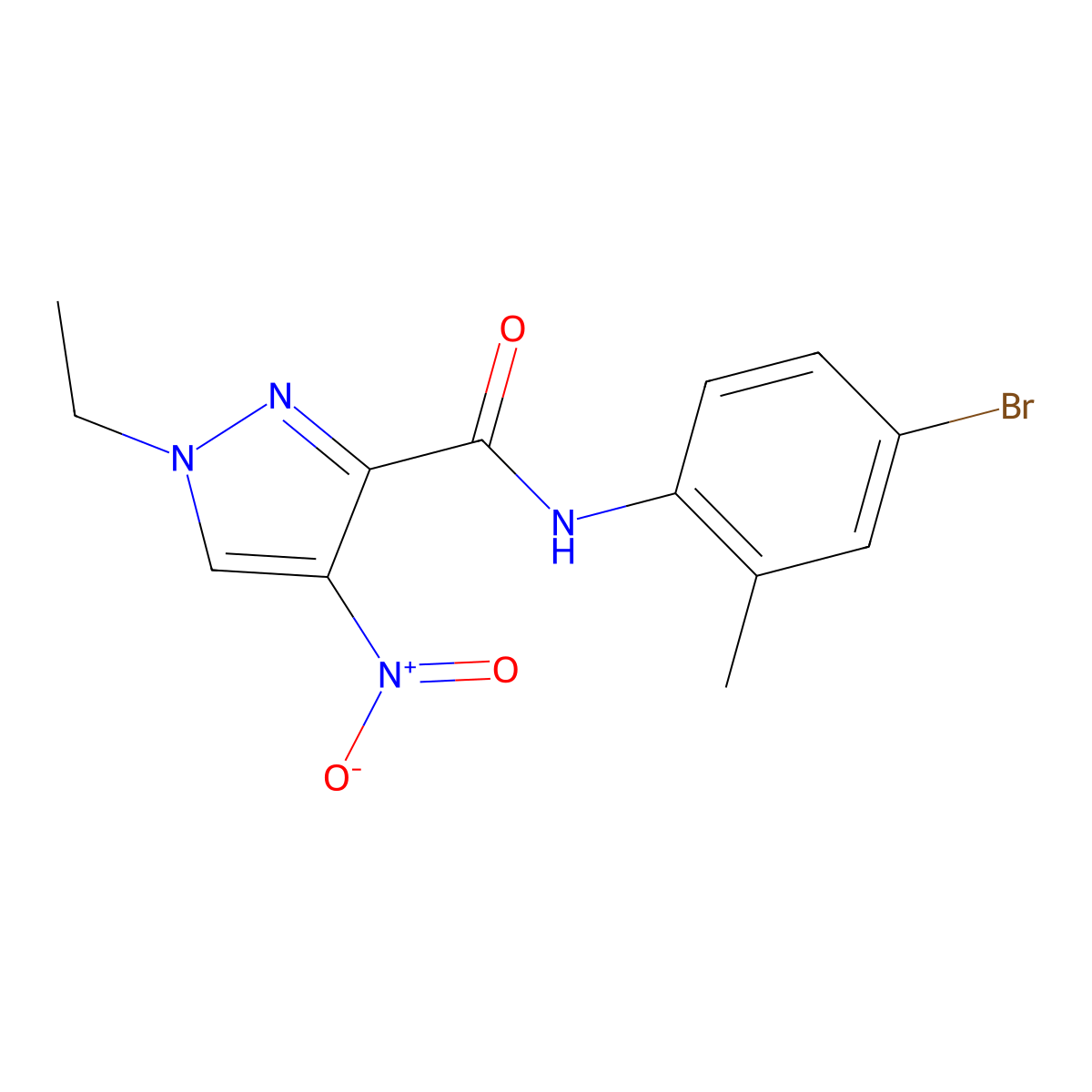 N-(4-bromo-2-methylphenyl)-1-ethyl-4-nitro-1H-pyrazole-3-carboxamide molecular structure, CAS 514854-63-8