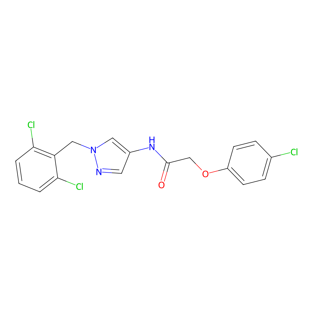 2-(4-chlorophenoxy)-N-[1-(2,6-dichlorobenzyl)-1H-pyrazol-4-yl]acetamide molecular structure, CAS 514854-64-9