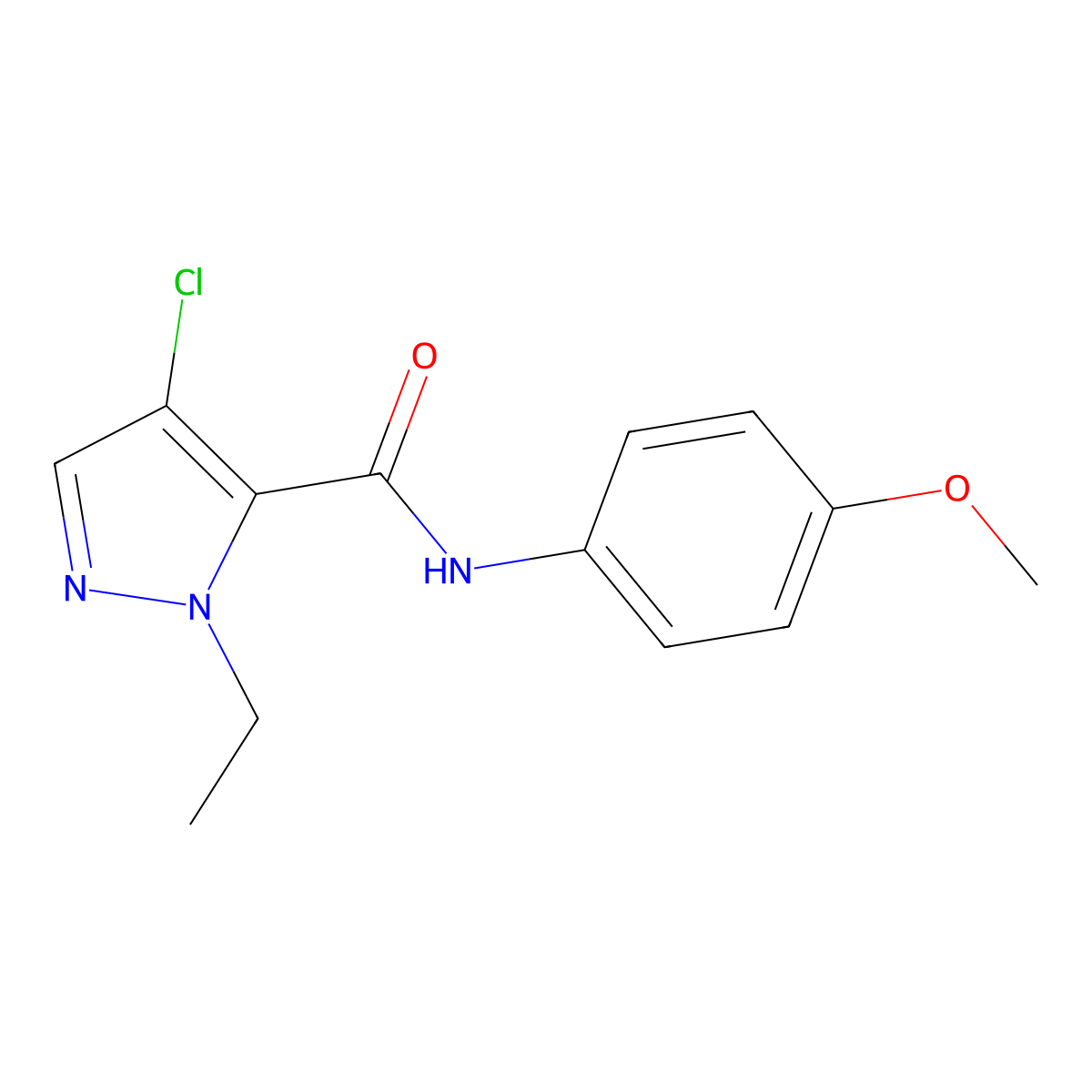 4-chloro-2-ethyl-N-(4-methoxyphenyl)pyrazole-3-carboxamide molecular structure, CAS 514854-76-3