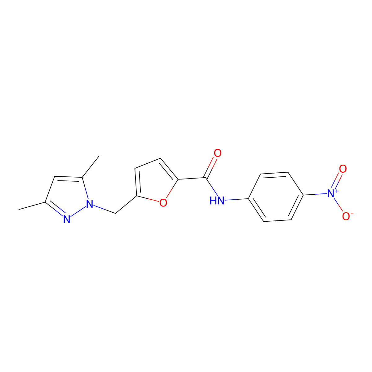 5-[(3,5-dimethylpyrazol-1-yl)methyl]-N-(4-nitrophenyl)furan-2-carboxamide molecular structure, CAS 514854-77-4