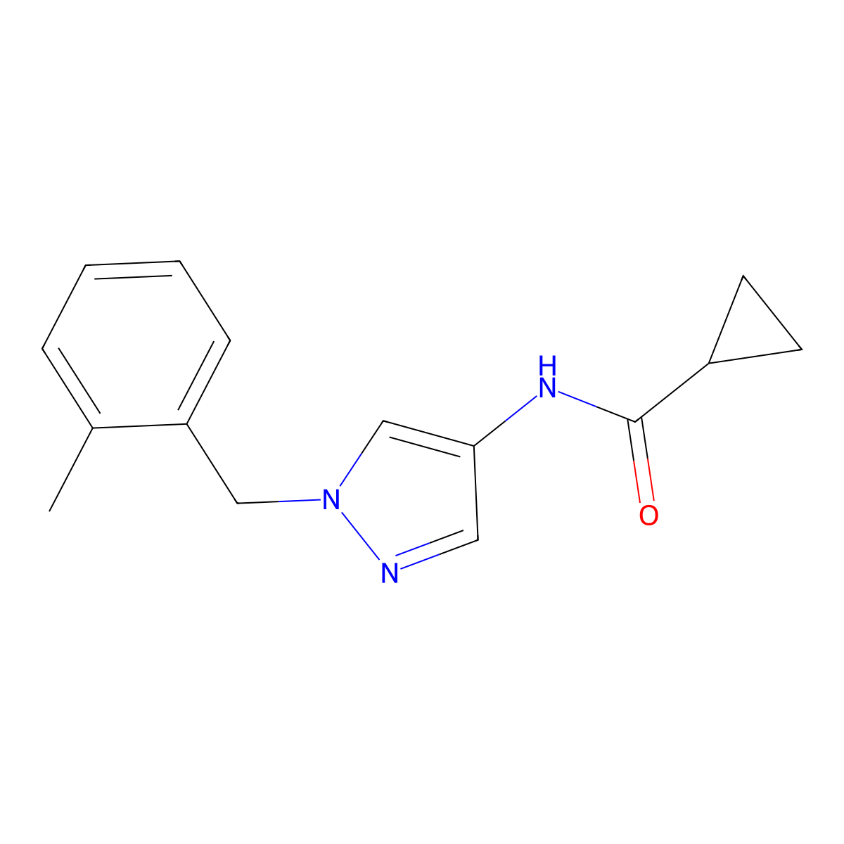 N-[1-[(2-methylphenyl)methyl]pyrazol-4-yl]cyclopropanecarboxamide molecular structure, CAS 514854-81-0
