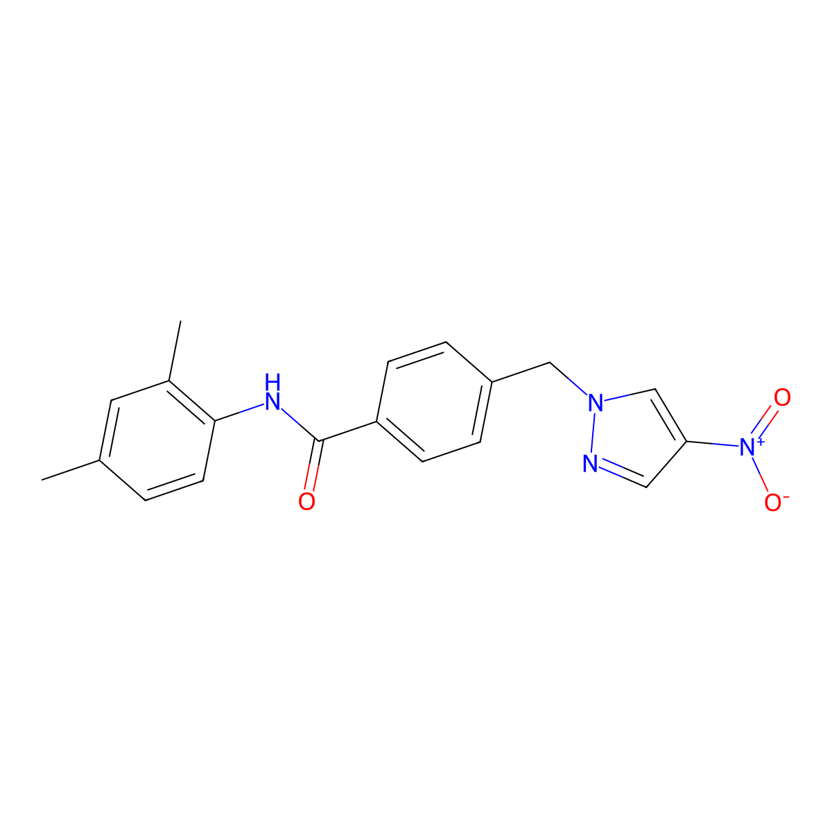 N-(2,4-dimethylphenyl)-4-[(4-nitropyrazol-1-yl)methyl]benzamide molecular structure, CAS 514854-97-8