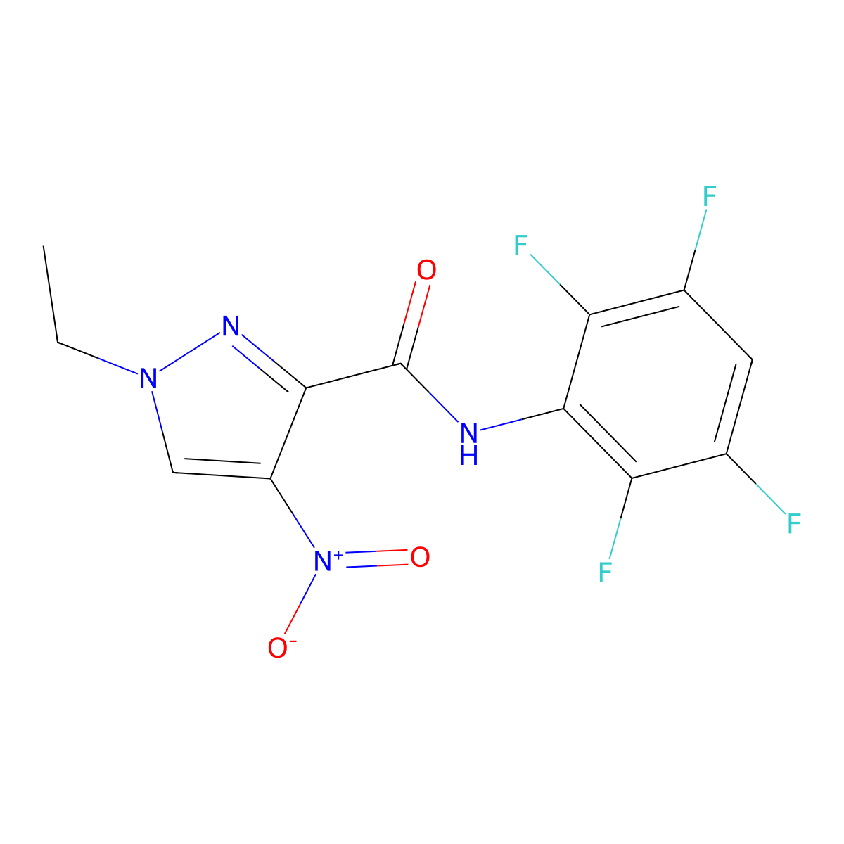 1-ethyl-4-nitro-N-(2,3,5,6-tetrafluorophenyl)pyrazole-3-carboxamide molecular structure, CAS 514854-98-9