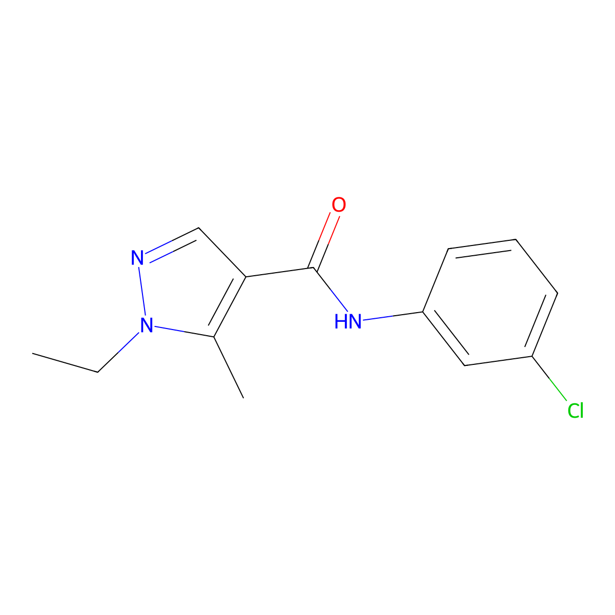 N-(3-chlorophenyl)-1-ethyl-5-methyl-4-pyrazolecarboxamide molecular structure, CAS 514855-06-2