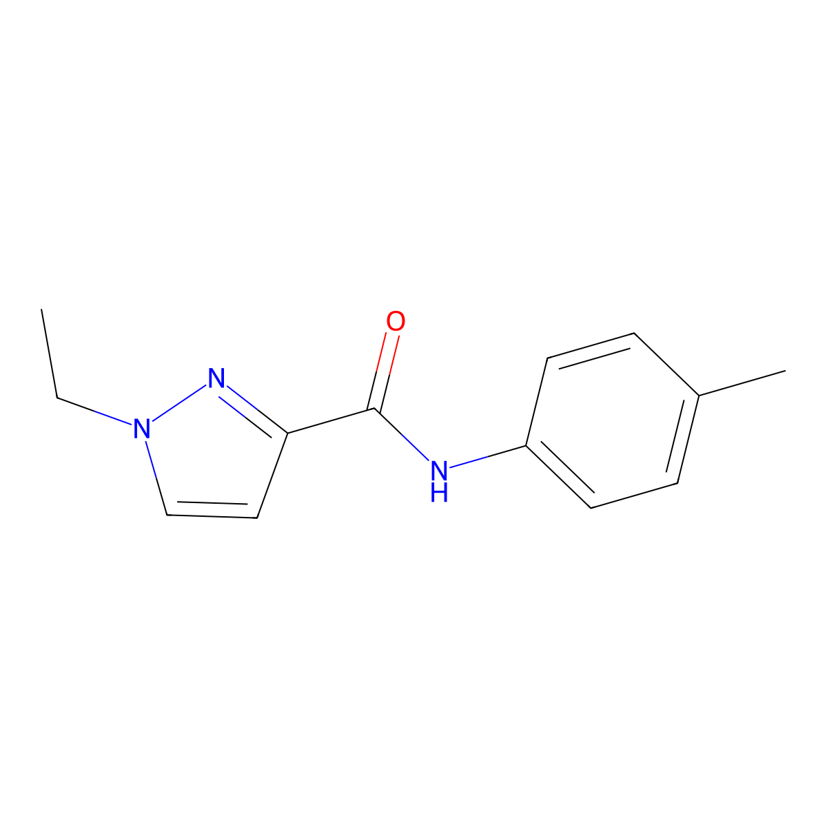 1-ethyl-N-(4-methylphenyl)-1H-pyrazole-3-carboxamide molecular structure, CAS 514855-35-7
