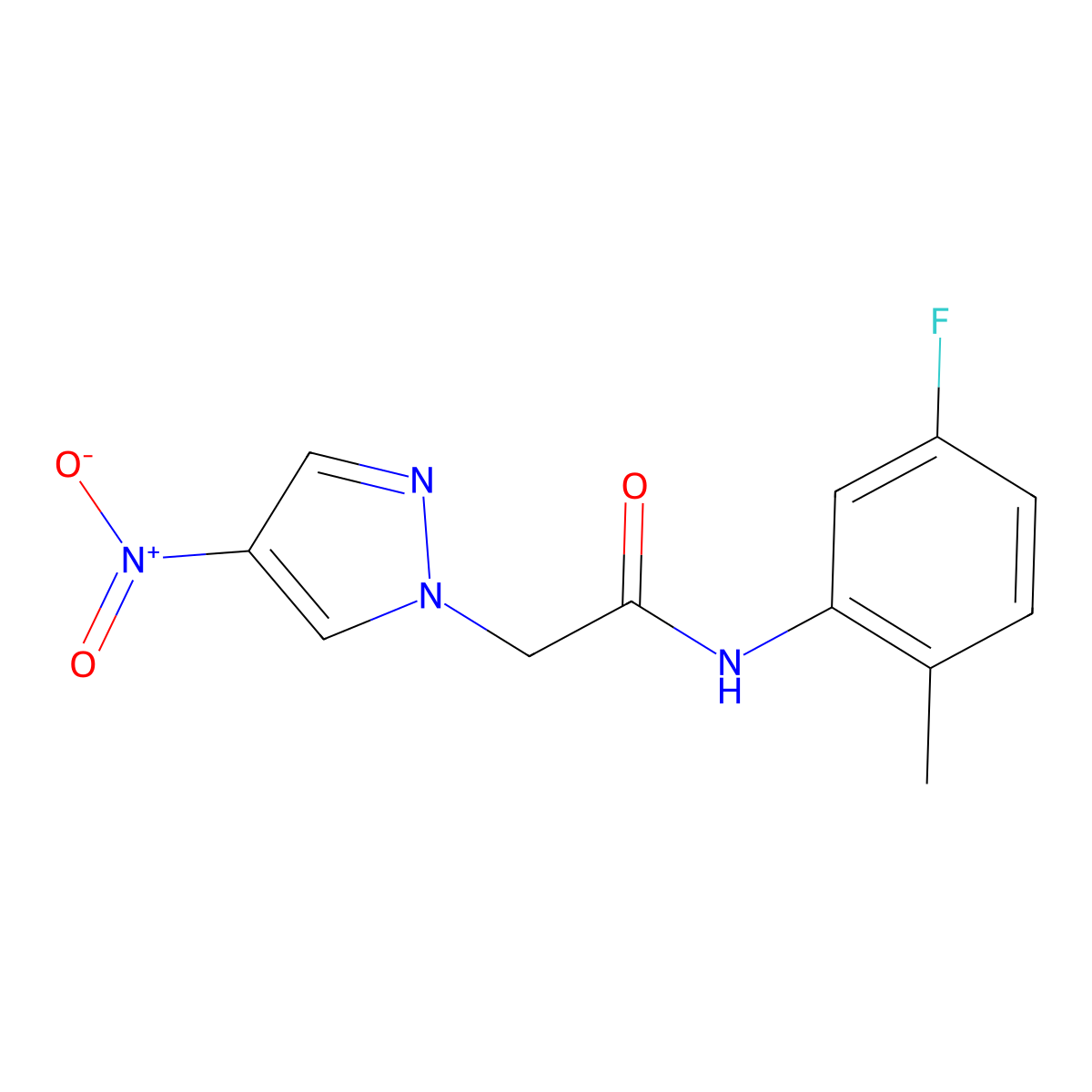 N-(5-fluoro-2-methylphenyl)-2-(4-nitropyrazol-1-yl)acetamide molecular structure, CAS 514855-49-3