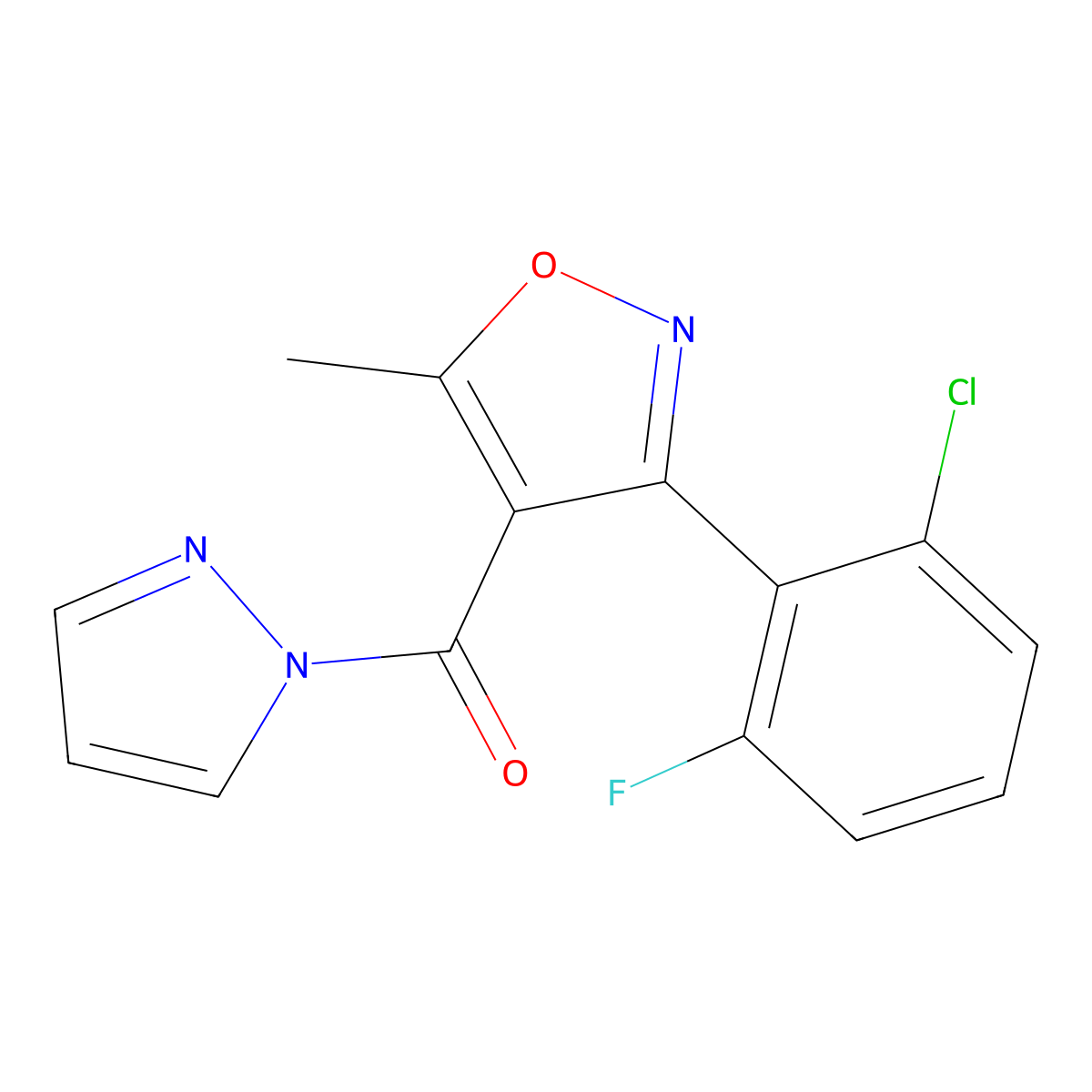 [3-(2-Chloro-6-fluorophenyl)-5-methyl-1,2-oxazol-4-yl]-pyrazol-1-ylmethanone molecular structure, CAS 514855-51-7