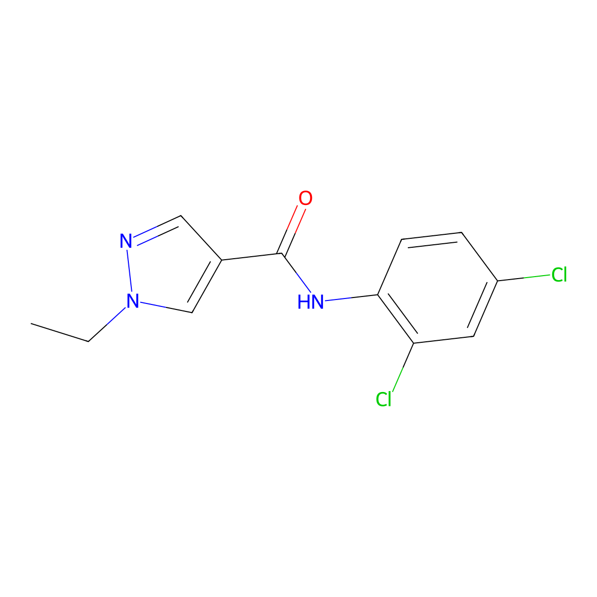 N-(2,4-dichlorophenyl)-1-ethyl-1H-pyrazole-4-carboxamide molecular structure, CAS 514855-56-2