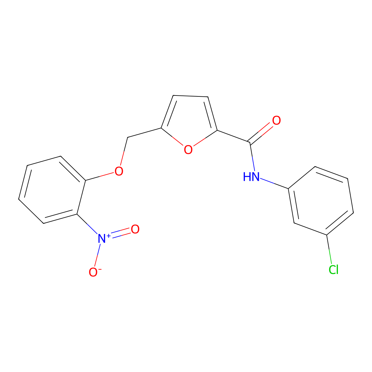 N-(3-chlorophenyl)-5-[(2-nitrophenoxy)methyl]furan-2-carboxamide molecular structure, CAS 514855-59-5