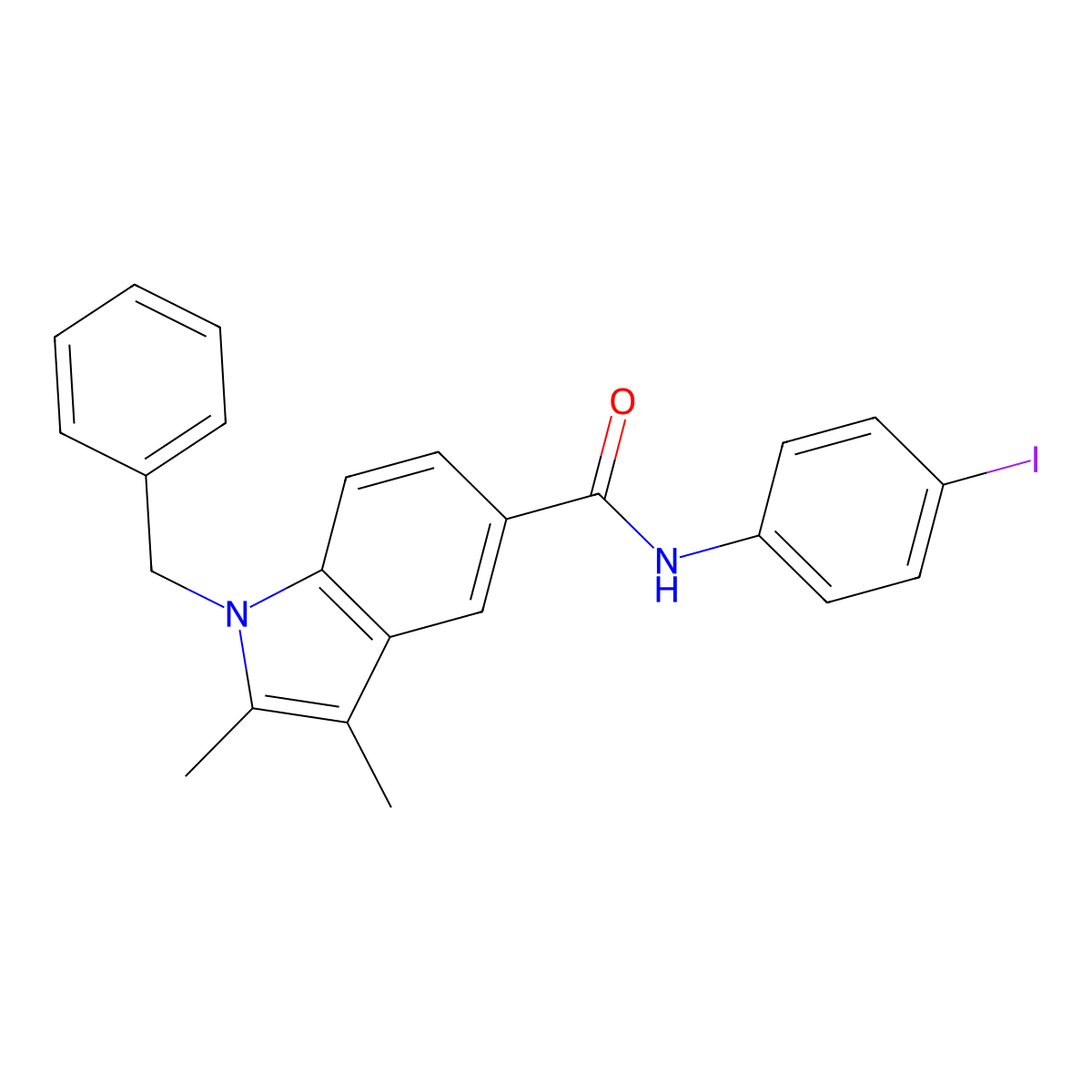1-benzyl-N-(4-iodophenyl)-2,3-dimethyl-1H-indole-5-carboxamide molecular structure, CAS 514855-63-1