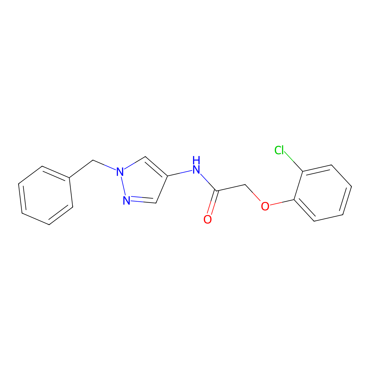 N-(1-benzyl-1H-pyrazol-4-yl)-2-(2-chlorophenoxy)acetamide molecular structure, CAS 514855-64-2