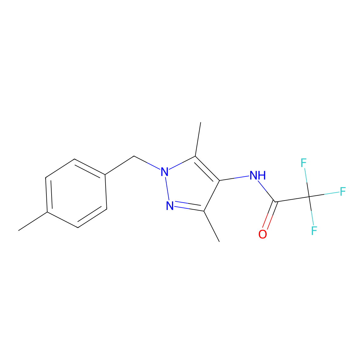 N-[3,5-dimethyl-1-(4-methylbenzyl)-1H-pyrazol-4-yl]-2,2,2-trifluoroacetamide molecular structure, CAS 514855-67-5