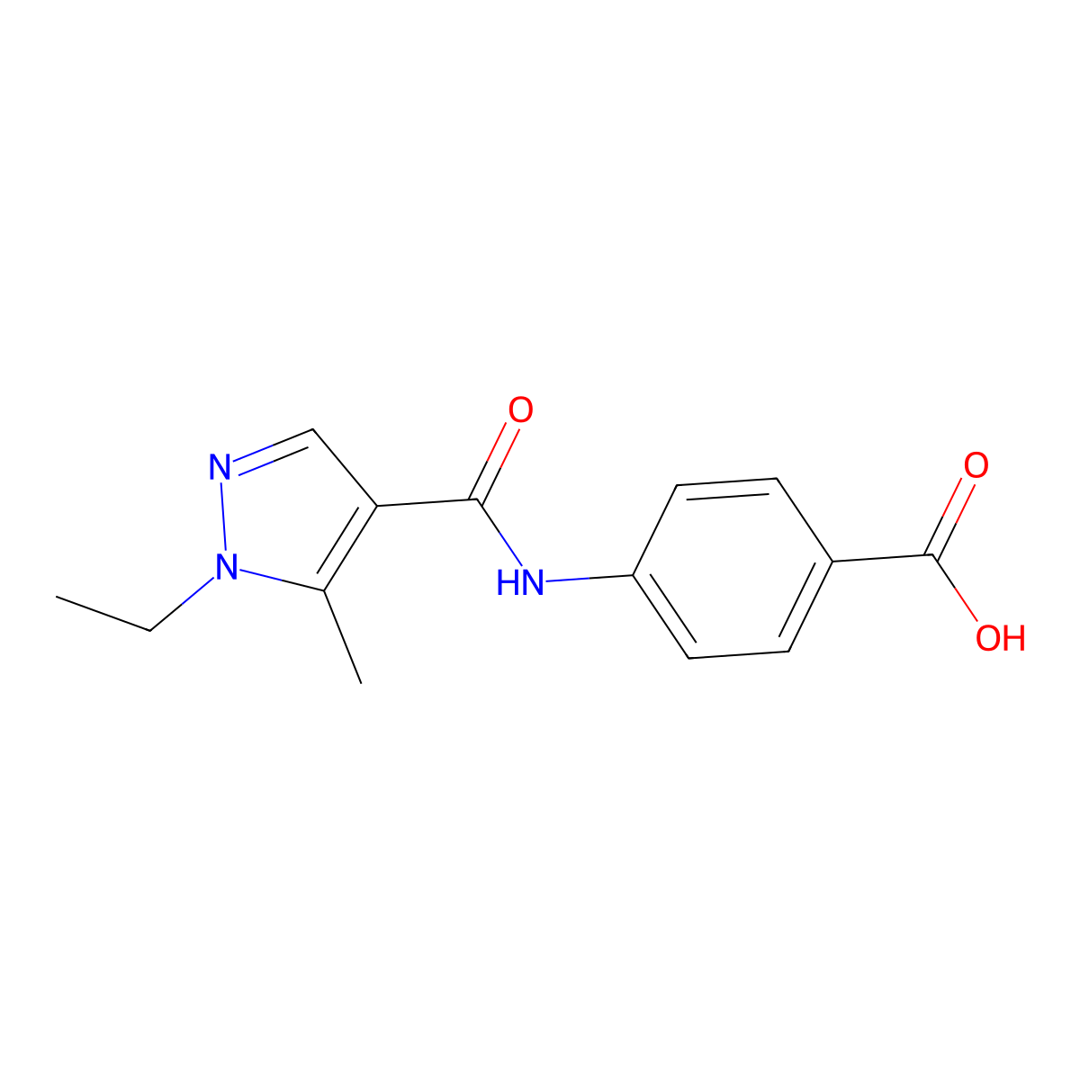 4-{[(1-ethyl-5-methyl-1H-pyrazol-4-yl)carbonyl]amino}benzoic acid molecular structure, CAS 514855-84-6