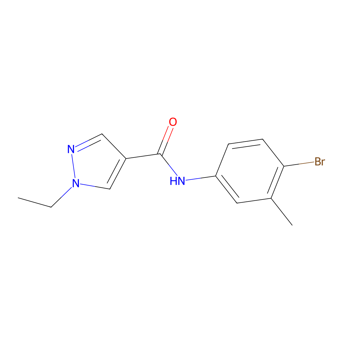 N-(4-bromo-3-methylphenyl)-1-ethylpyrazole-4-carboxamide molecular structure, CAS 514855-87-9
