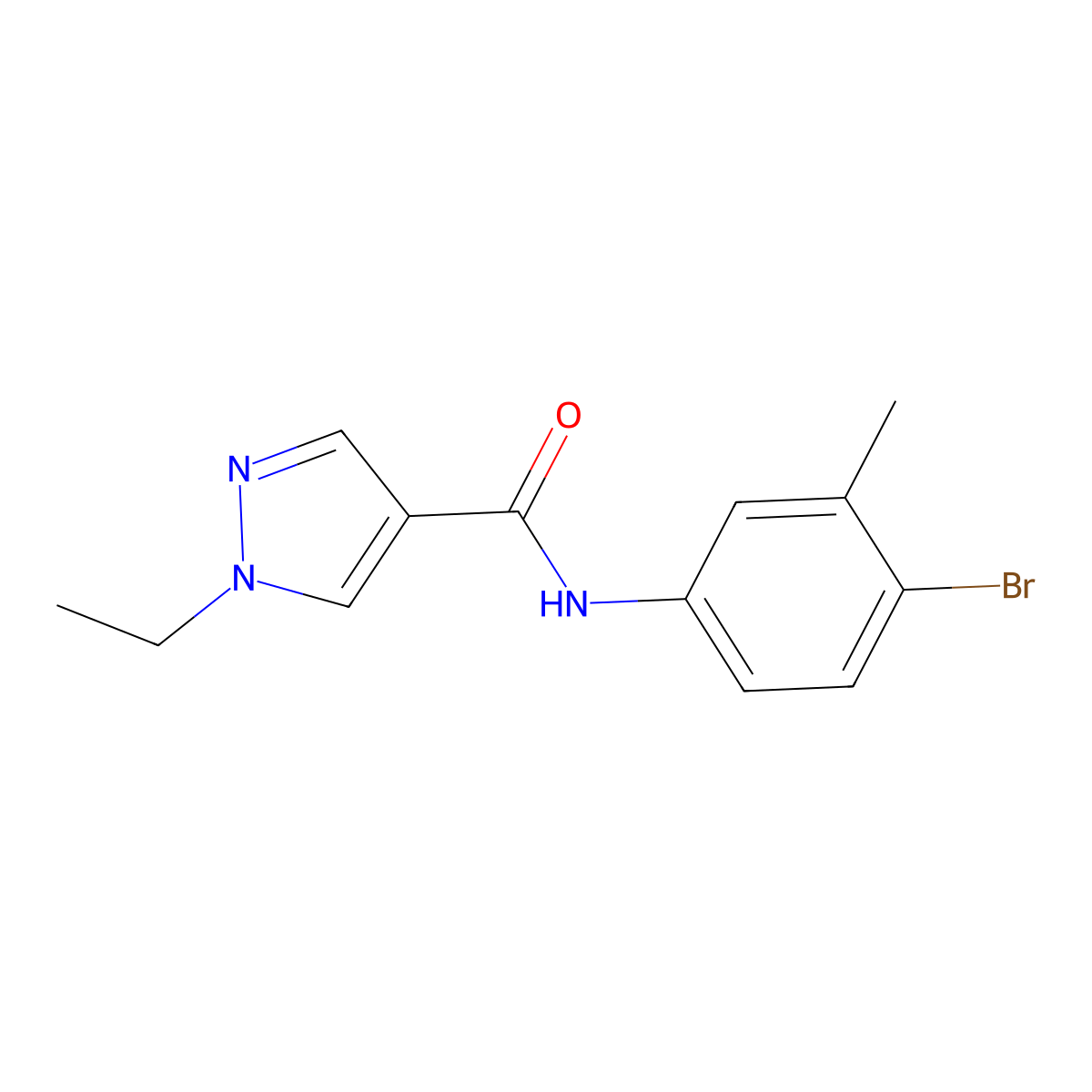 N-(4-bromo-3-methylphenyl)-1-ethylpyrazole-4-carboxamide molecular structure, CAS 514855-87-9