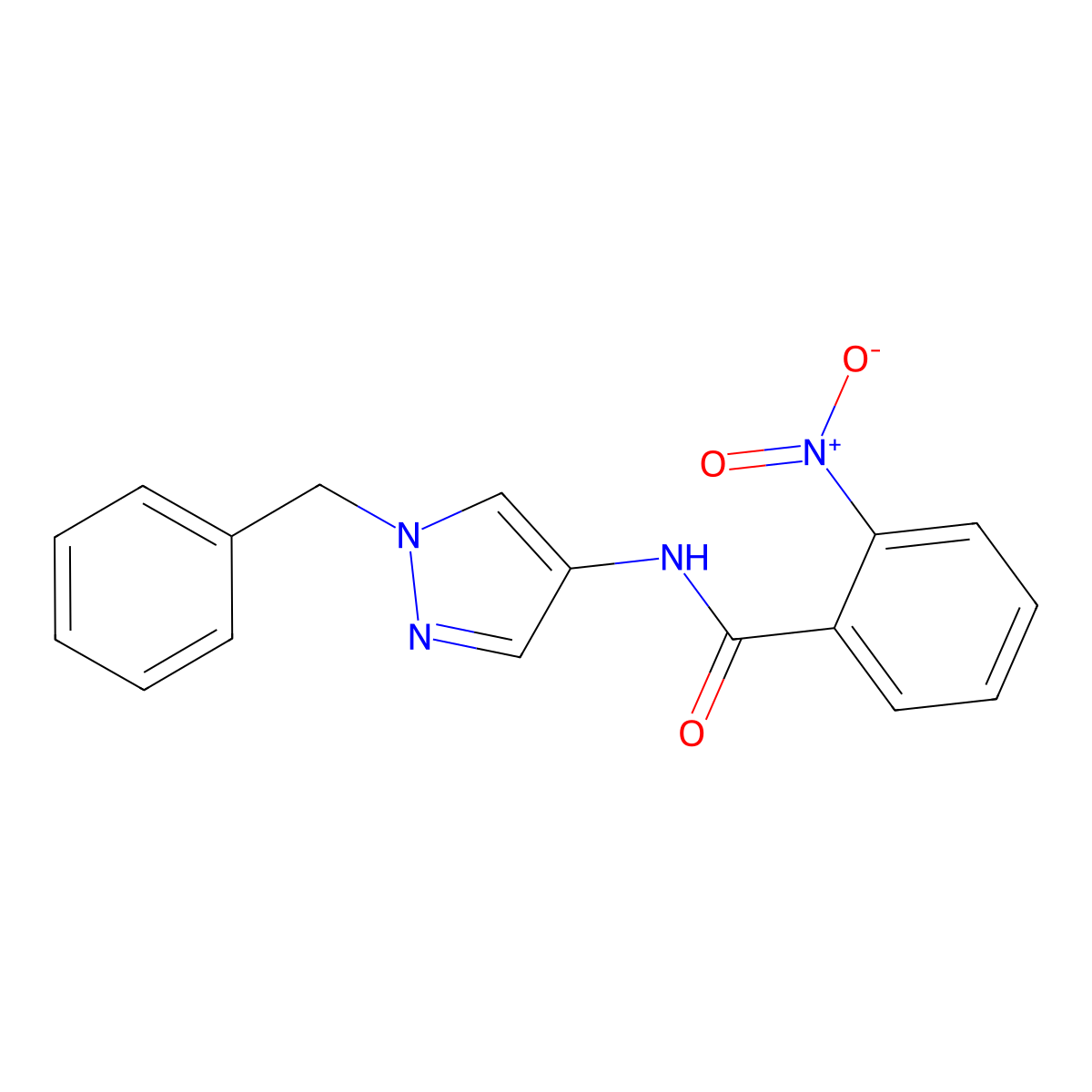 N-(1-benzyl-1H-pyrazol-4-yl)-2-nitrobenzamide molecular structure, CAS 514855-89-1