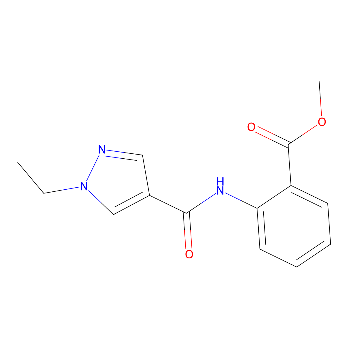 methyl 2-{[(1-ethyl-1H-pyrazol-4-yl)carbonyl]amino}benzoate molecular structure, CAS 514855-92-6