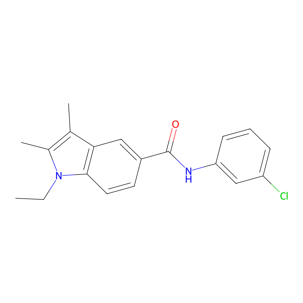 N-(3-chlorophenyl)-1-ethyl-2,3-dimethyl-1H-indole-5-carboxamide molecular structure, CAS 514855-97-1