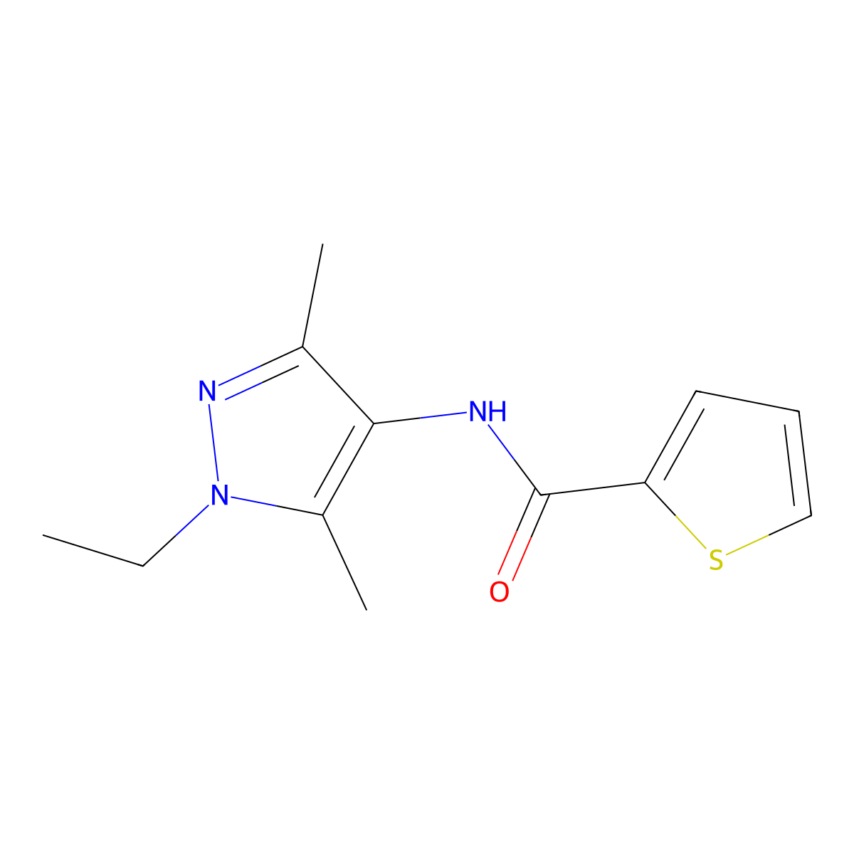 N-(1-ethyl-3,5-dimethyl-1H-pyrazol-4-yl)thiophene-2-carboxamide molecular structure, CAS 514855-99-3
