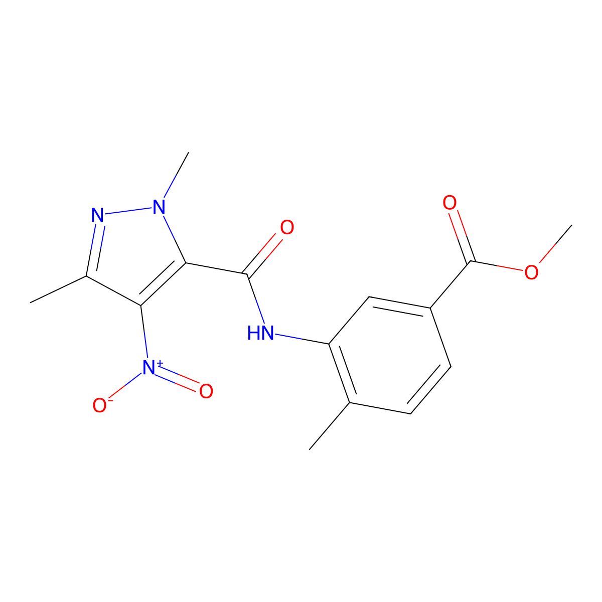 Methyl 3-[(2,5-dimethyl-4-nitropyrazole-3-carbonyl)amino]-4-methylbenzoate molecular structure, CAS 514856-05-4