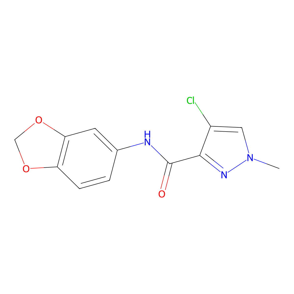 N-(1,3-benzodioxol-5-yl)-4-chloro-1-methyl-1H-pyrazole-3-carboxamide molecular structure, CAS 514856-08-7