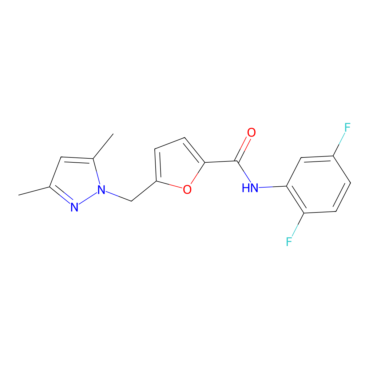 N-(2,5-difluorophenyl)-5-[(3,5-dimethylpyrazol-1-yl)methyl]furan-2-carboxamide molecular structure, CAS 514856-12-3
