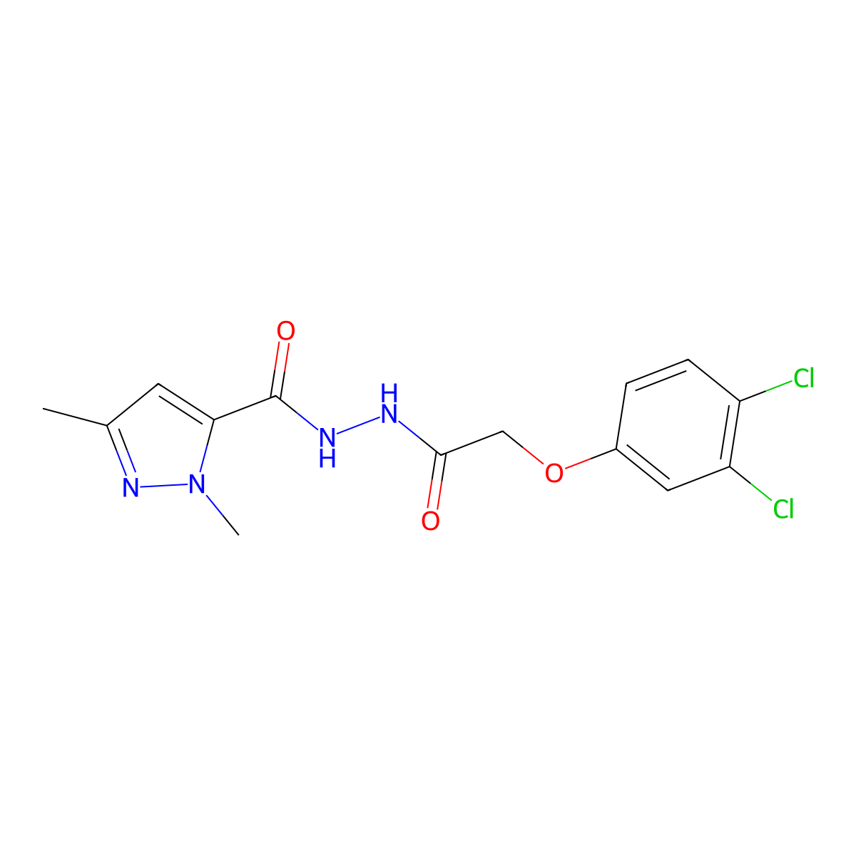 N'-[2-(3,4-dichlorophenoxy)acetyl]-2,5-dimethylpyrazole-3-carbohydrazide molecular structure, CAS 514856-21-4