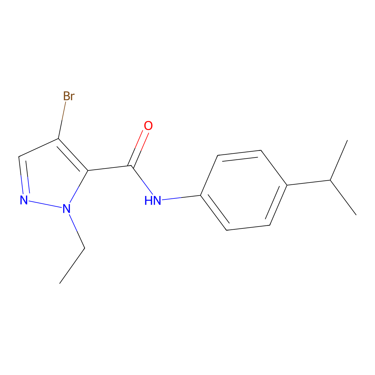 4-bromo-2-ethyl-N-(4-propan-2-ylphenyl)pyrazole-3-carboxamide molecular structure, CAS 514856-53-2