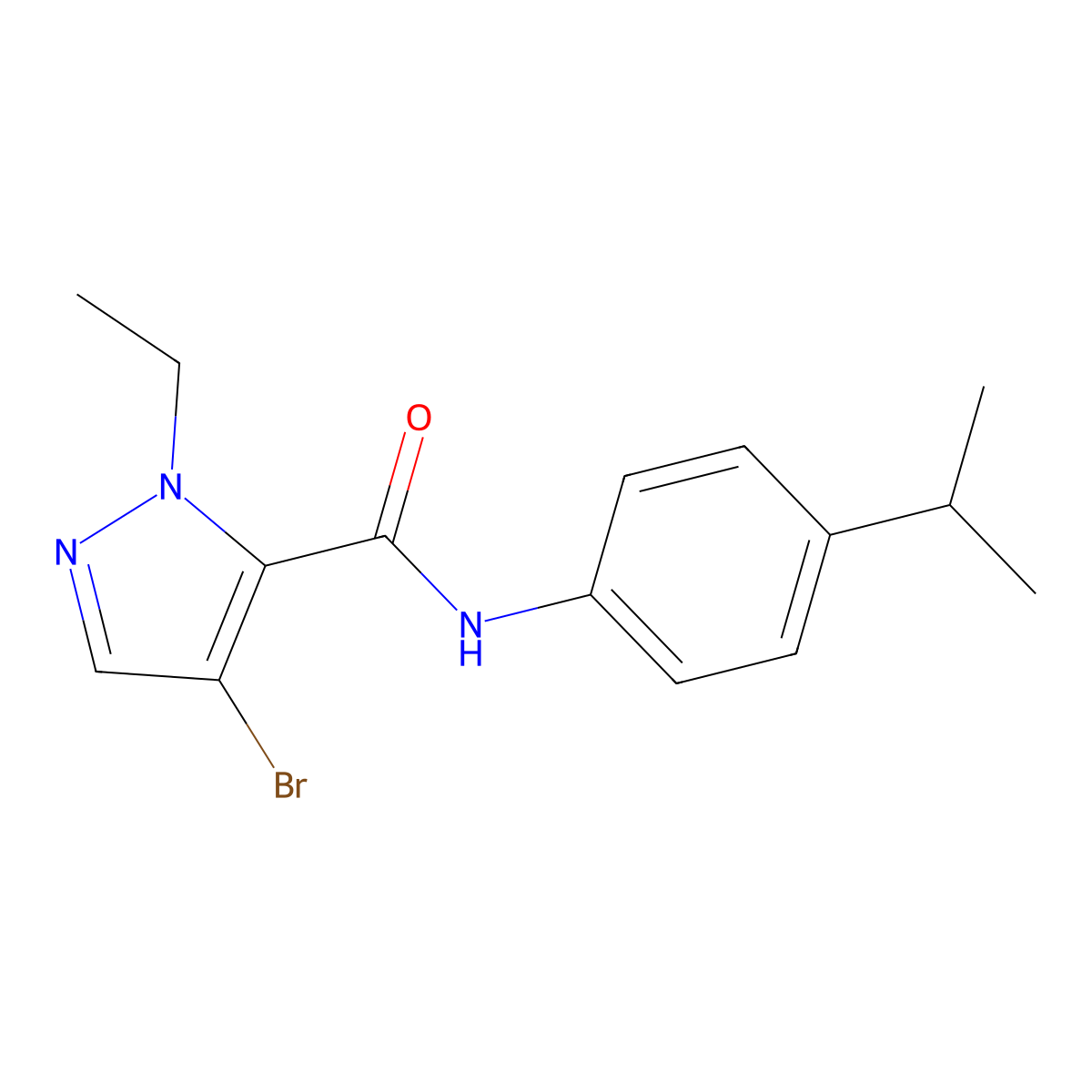 4-bromo-2-ethyl-N-(4-propan-2-ylphenyl)pyrazole-3-carboxamide molecular structure, CAS 514856-53-2