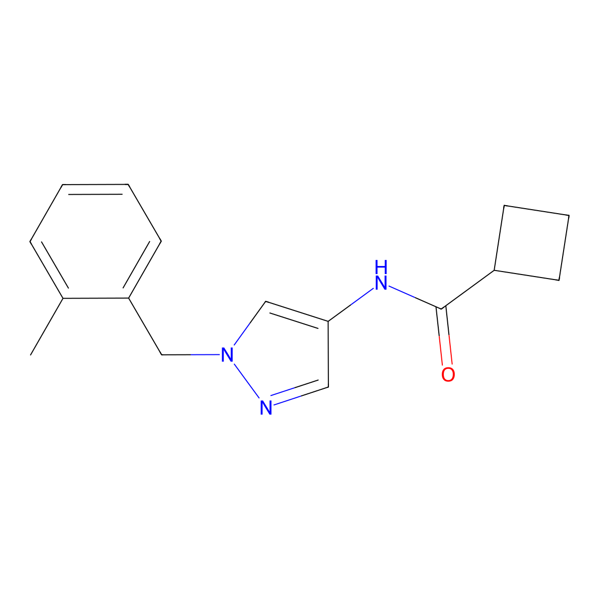 N-[1-[(2-methylphenyl)methyl]pyrazol-4-yl]cyclobutanecarboxamide molecular structure, CAS 514856-85-0