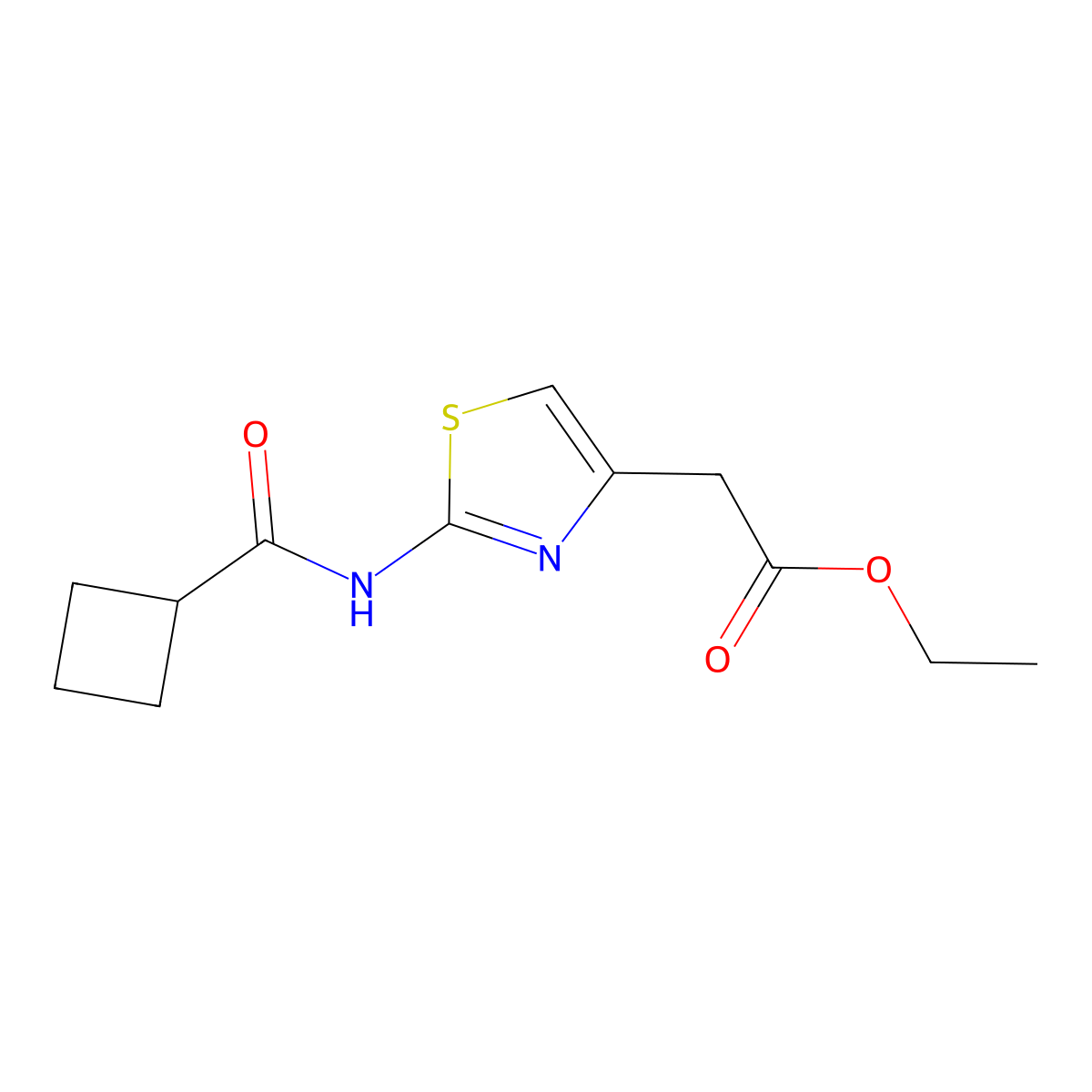 Ethyl 2-(2-(cyclobutanecarboxamido)thiazol-4-yl)acetate molecular structure, CAS 514857-02-4