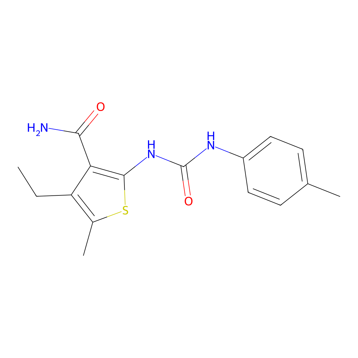 4-Ethyl-5-methyl-2-[(4-toluidinocarbonyl)amino]thiophene-3-carboxamide molecular structure, CAS 514857-10-4