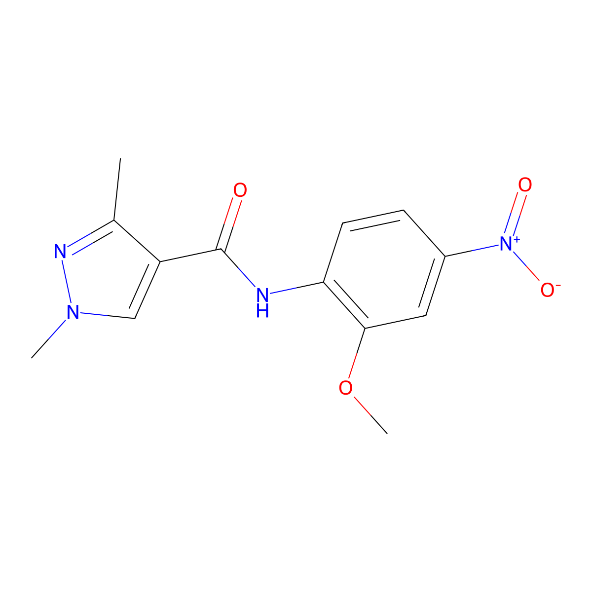 N-(2-methoxy-4-nitrophenyl)-1,3-dimethylpyrazole-4-carboxamide molecular structure, CAS 514857-11-5