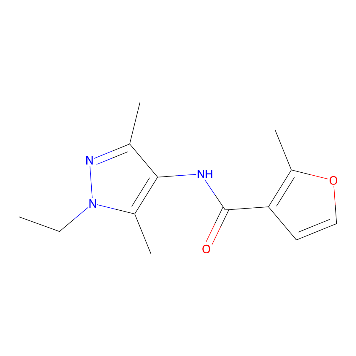 3-Furancarboxamide,N-(1-ethyl-3,5-dimethyl-1H-pyrazol-4-yl)-2-methyl-(9CI) molecular structure, CAS 514857-18-2