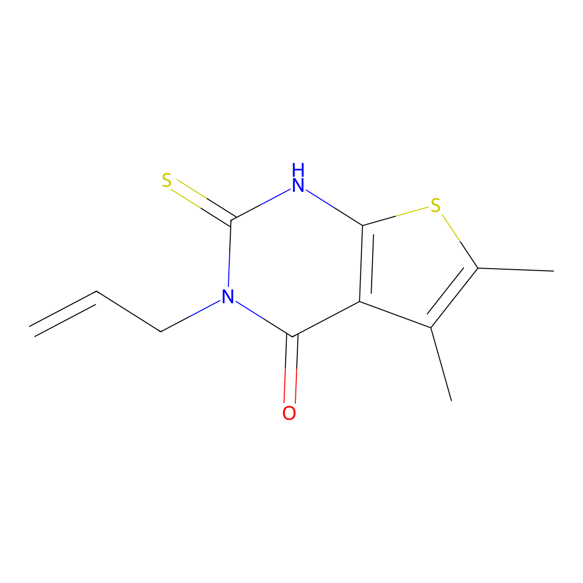 2,3-Dihydro-5,6-dimethyl-3-(2-propen-1-yl)-2-thioxothieno(2,3-d)pyrimidin-4(1H)-one molecular structure, CAS 51486-16-9