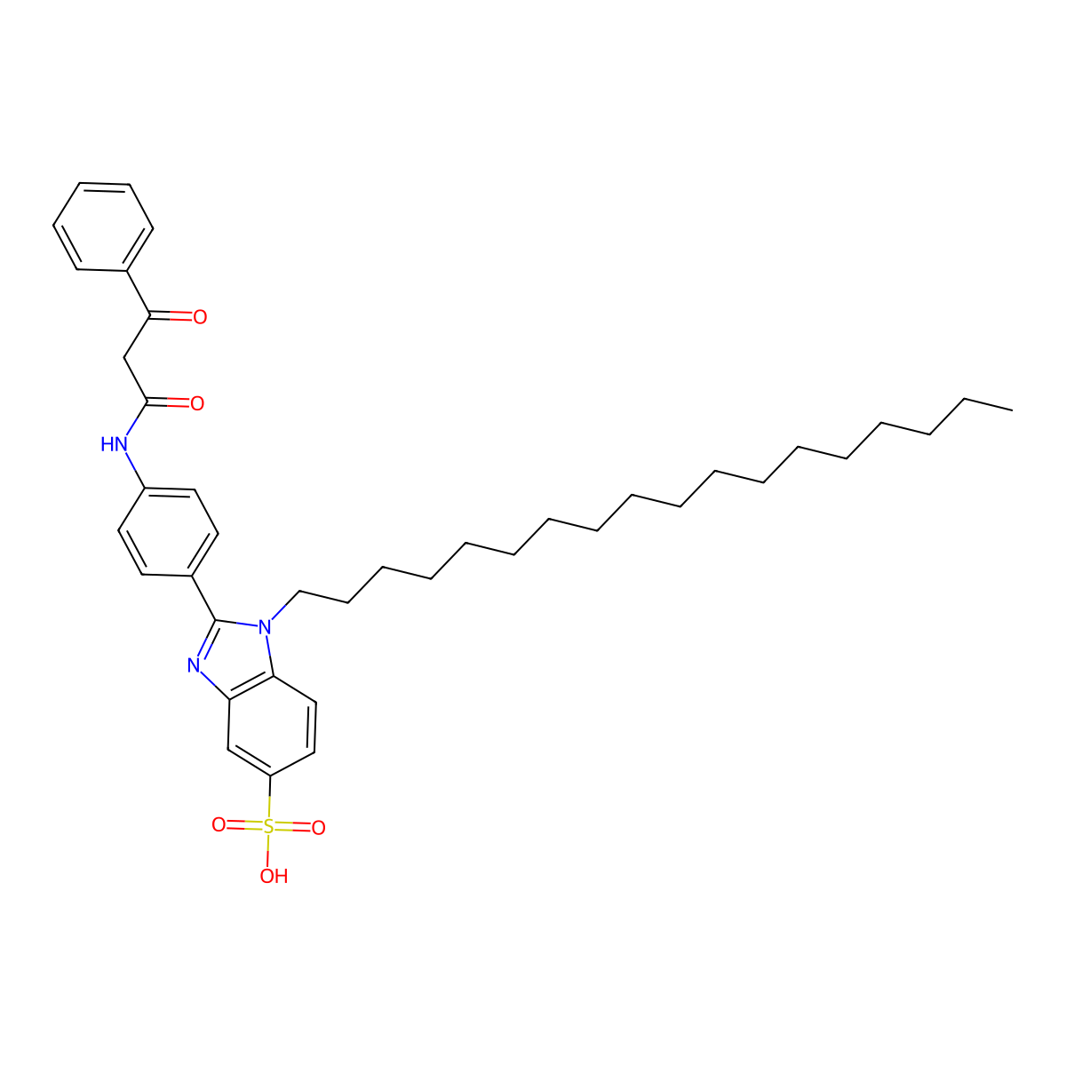 2-(4-((1,3-Dioxo-3-phenylpropyl)amino)phenyl)-1-octadecyl-1H-benzimidazole-5-sulphonic acid molecular structure, CAS 5149-72-4