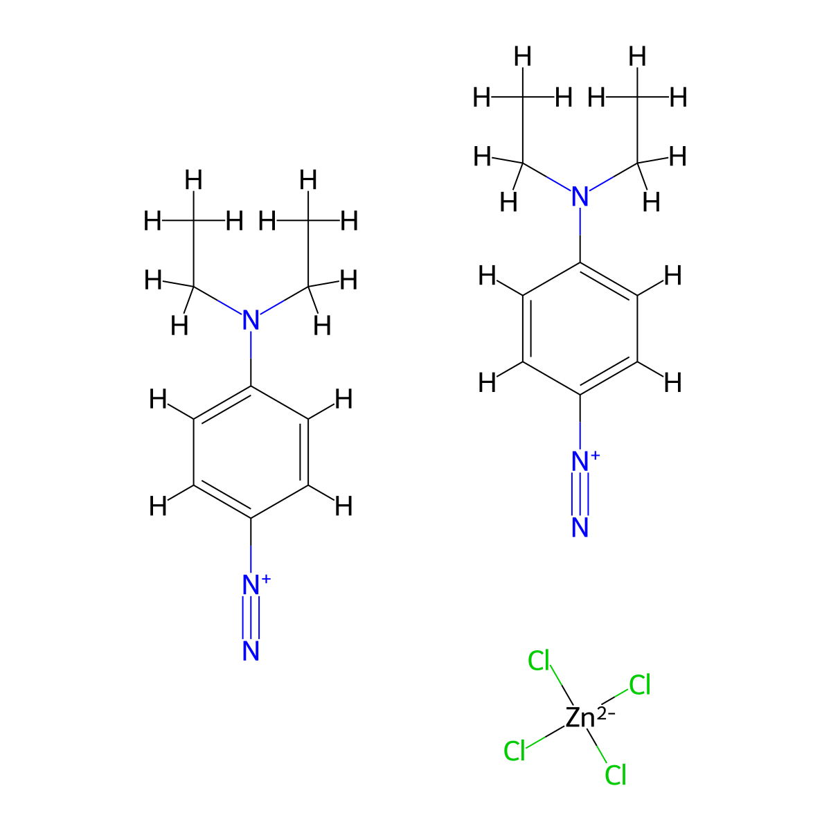 Benzenediazonium, 4-(diethylamino)-, (T-4)-tetrachlorozincate(2-) (2:1) molecular structure, CAS 5149-85-9